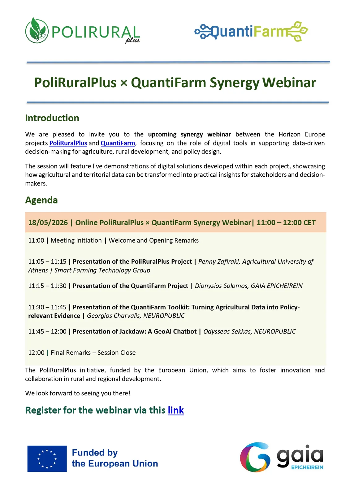 PoliRuralPlus x QuantiFarm Agenda